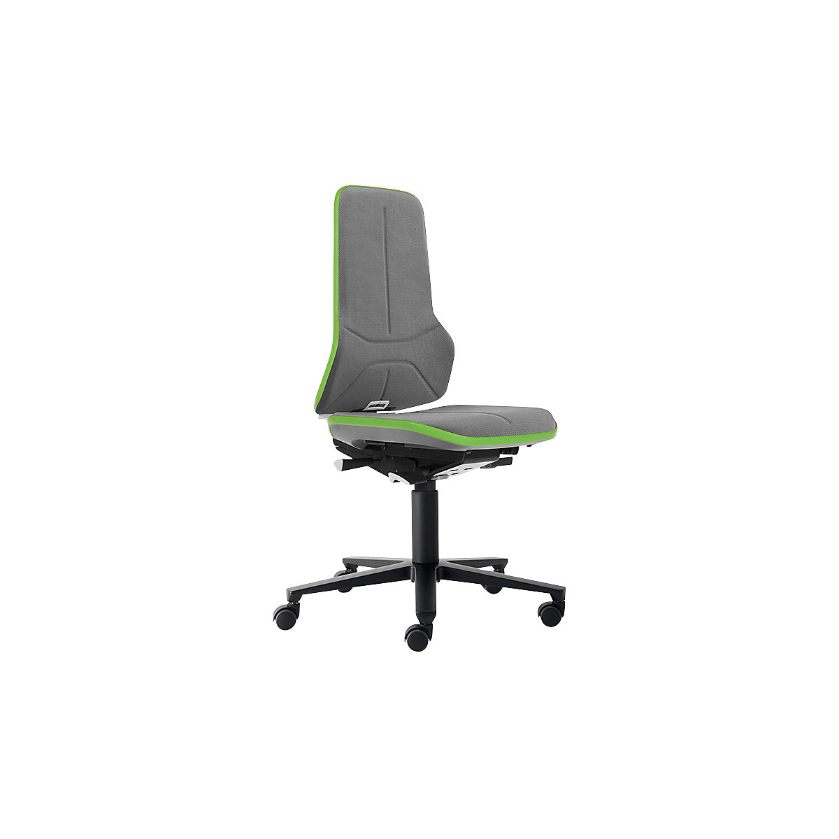NEON industrial swivel chair, castors – bimos, permanent contact mechanism, Supertec, green bumper-12