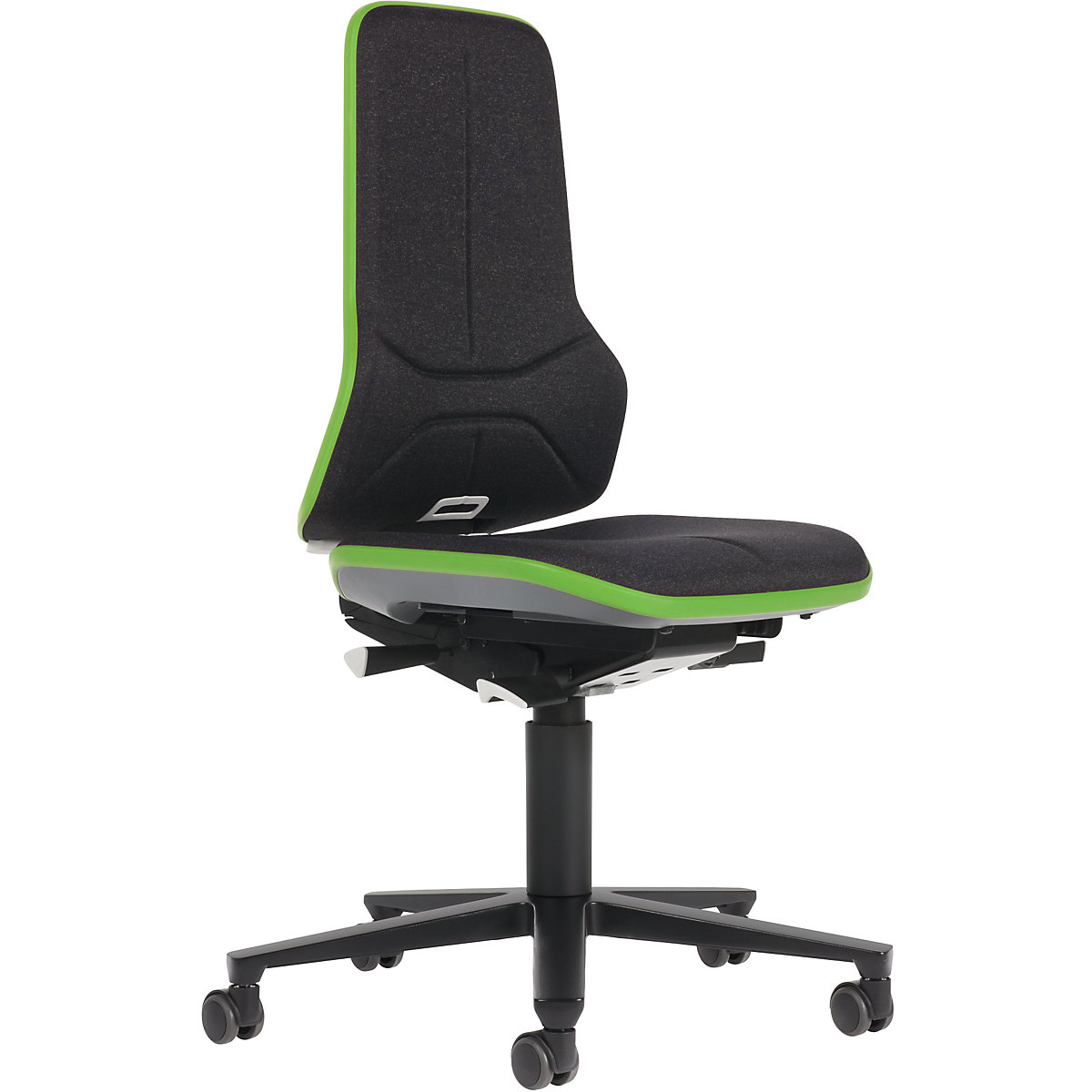 NEON industrial swivel chair, castors – bimos, permanent contact mechanism, fabric, green bumper-4