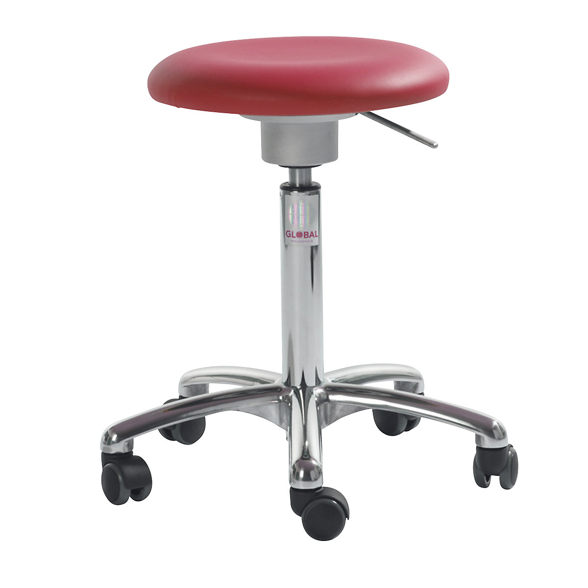 Industrial stool, with flex mechanism, red-4
