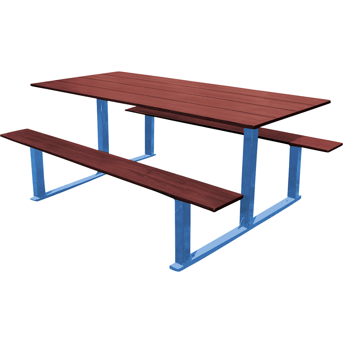 Conjunto de bancos e mesa RIGA – PROCITY, comprimento 1500 mm, azul/mogno-3