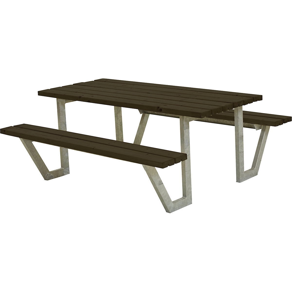 Conjunto de bancos e mesa para 6 pessoas, madeira de coníferas certificada, preto-8