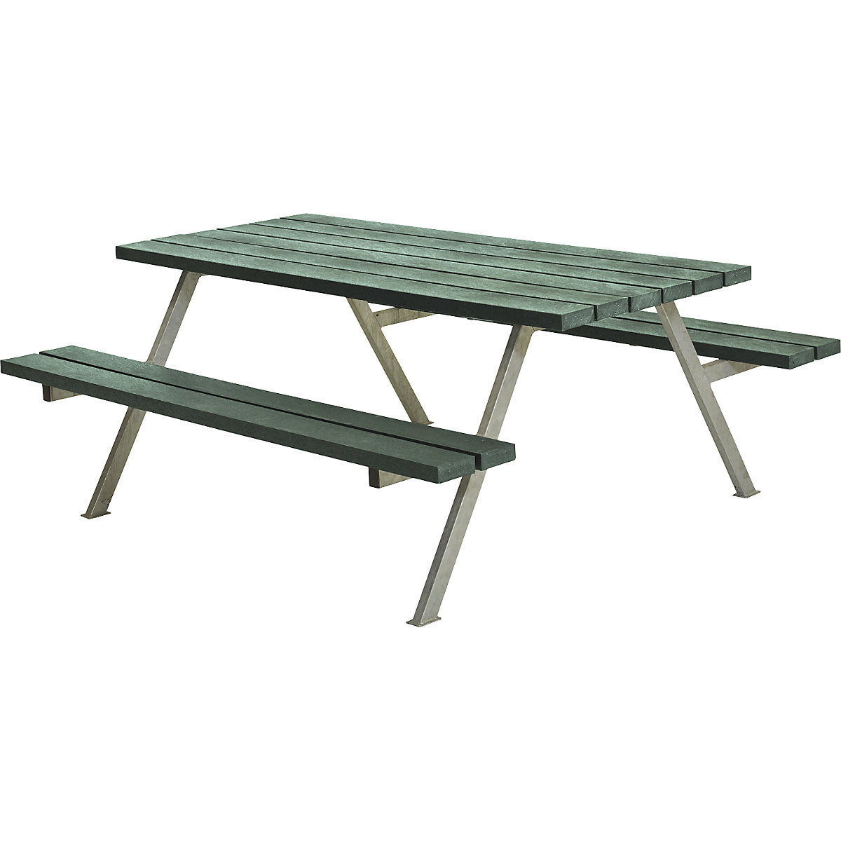 Conjunto de bancos e mesa para 6 pessoas, CxPxA 1770 x 1610 x 730 mm, verde-3