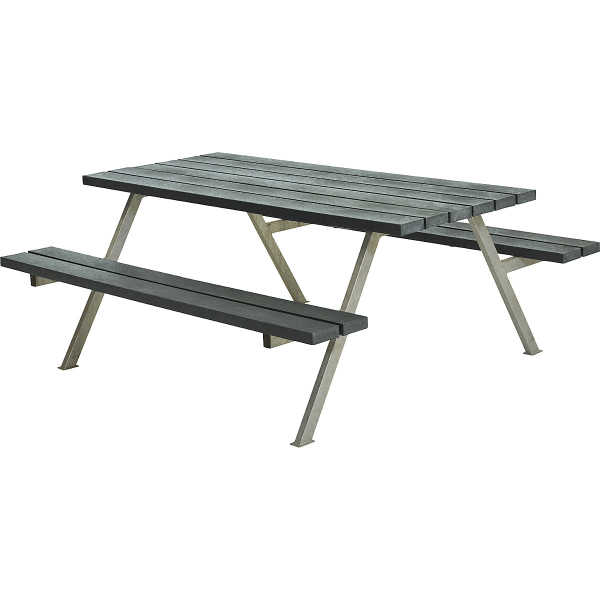Conjunto de bancos e mesa para 6 pessoas, CxPxA 1770 x 1610 x 730 mm, preto-4