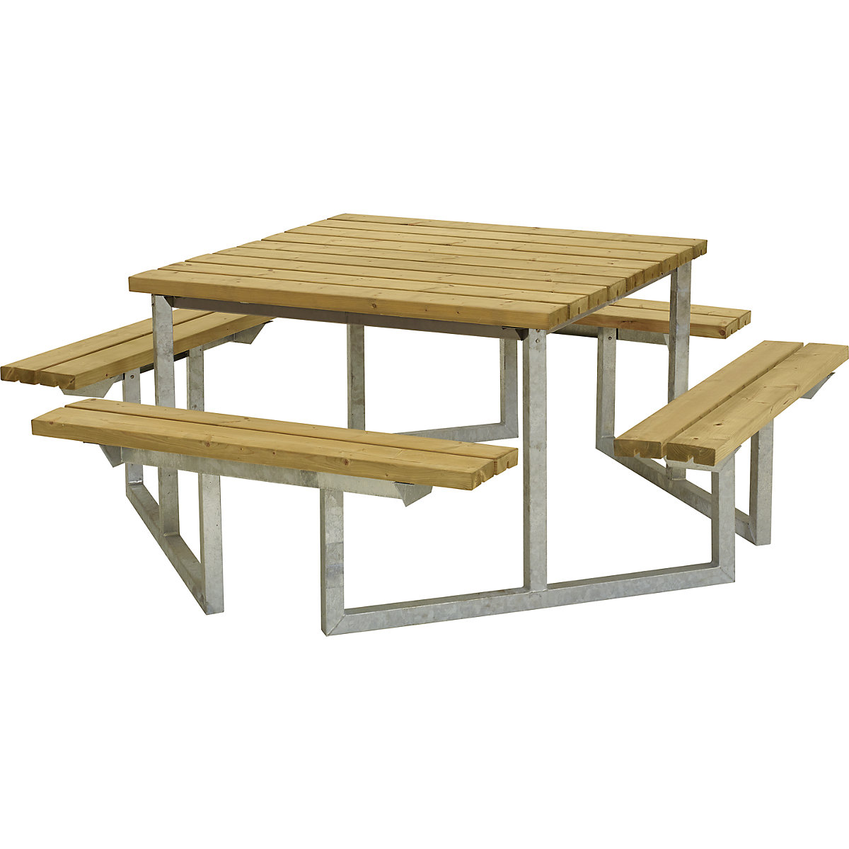 Conjunto de bancos e mesa para 8 pessoas, madeira de coníferas certificada, madeira de larício-5