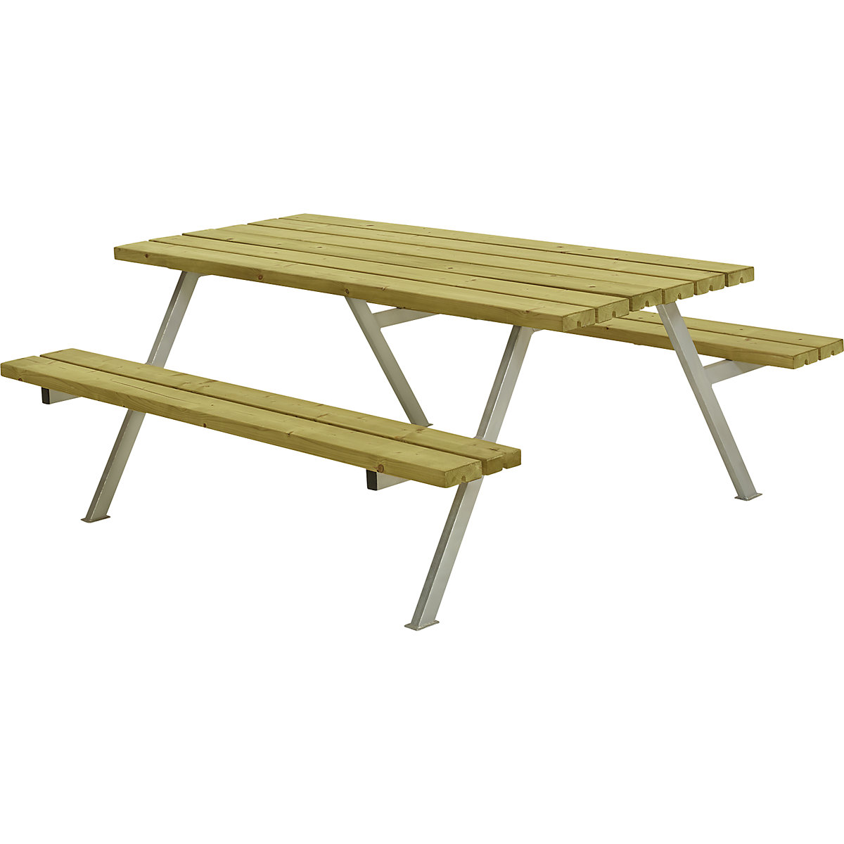 Conjunto de bancos e mesa, sem encosto, para 6 pessoas, comprimento 1770 mm, natural-6