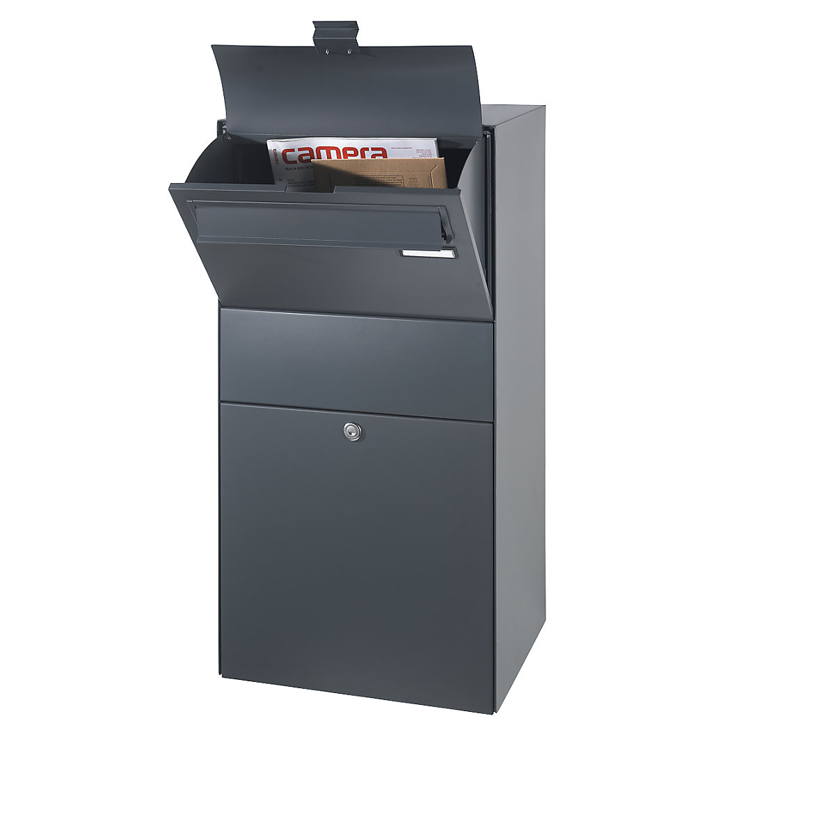 Caixa de despacho, com tampa de inserção para cartas, cinzento antracite RAL 7016