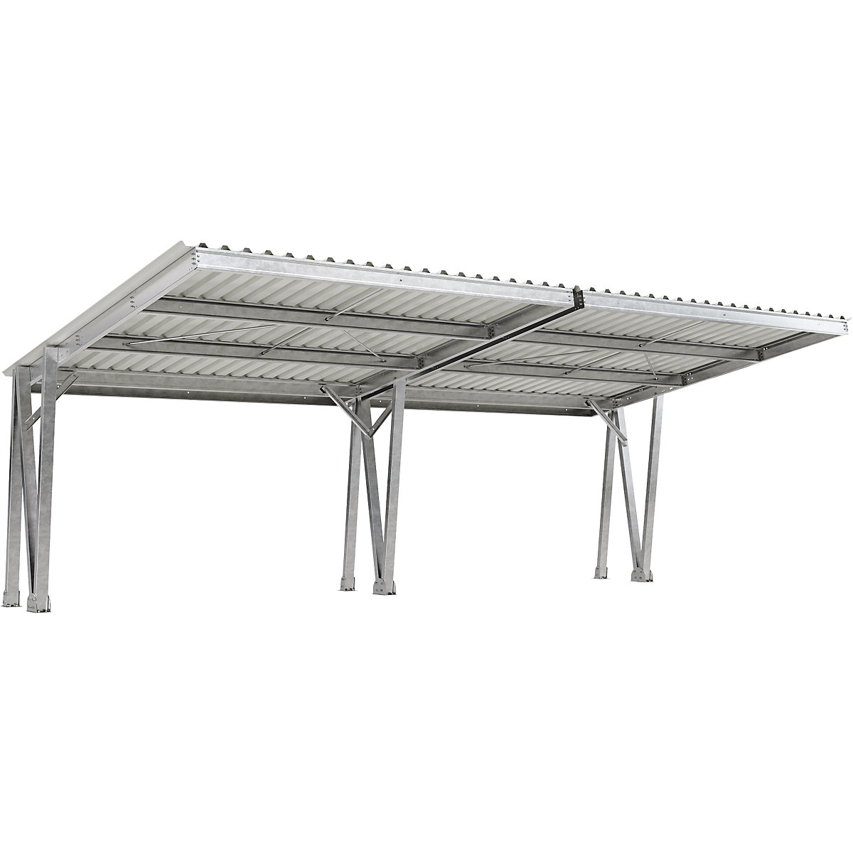 Abri pour véhicules EcoCover avec toit en acier, unité double 4 places de stationnement