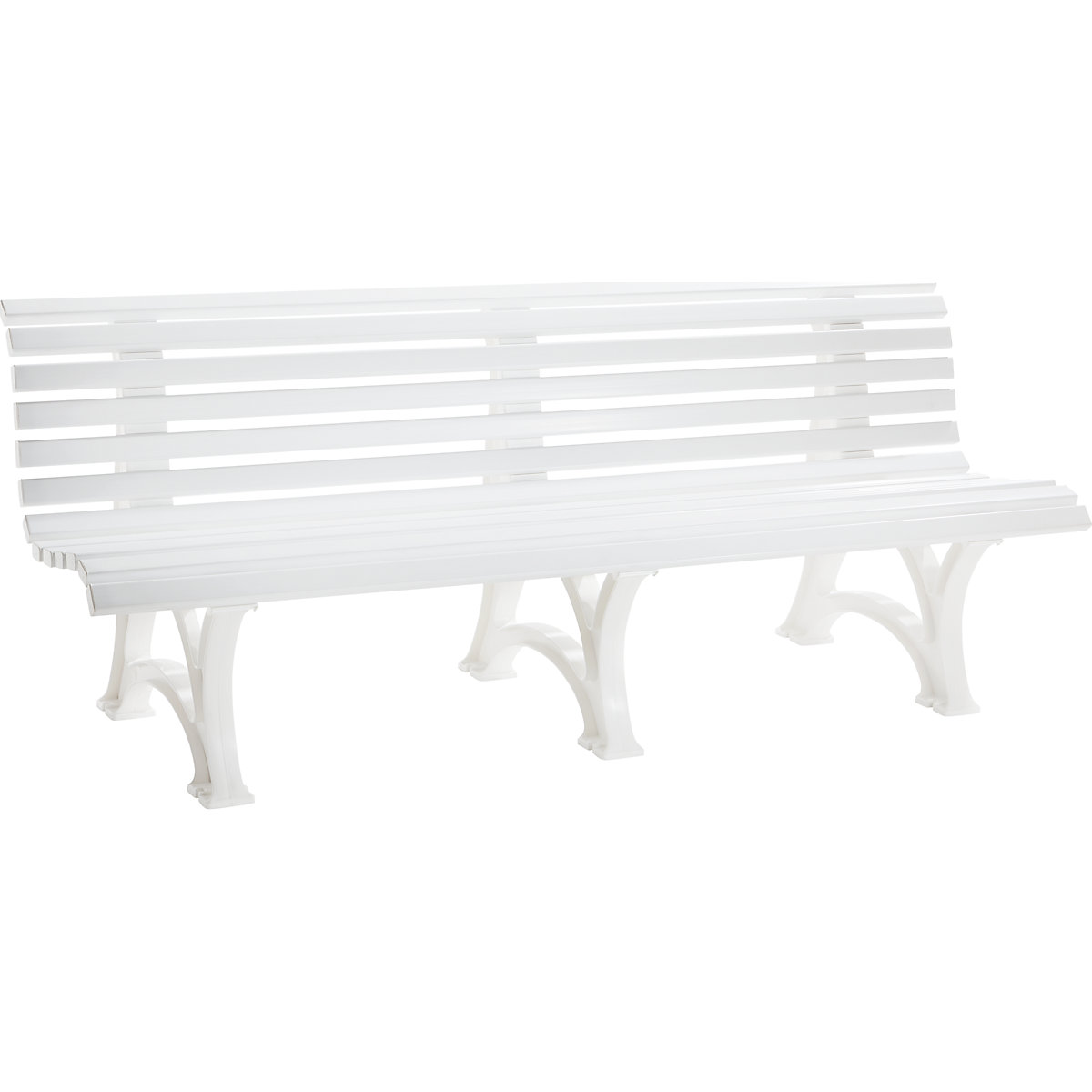 Banc d'extérieur en plastique, à 13 lames, largeur 2000 mm, blanc-8