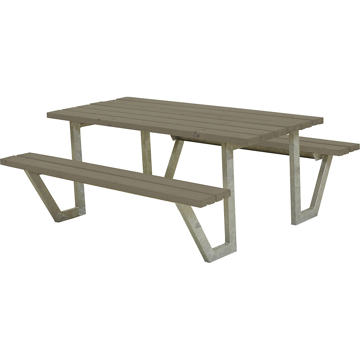 Ensemble banc et table pour 6 personnes, bois de conifères certifié, brun gris-6
