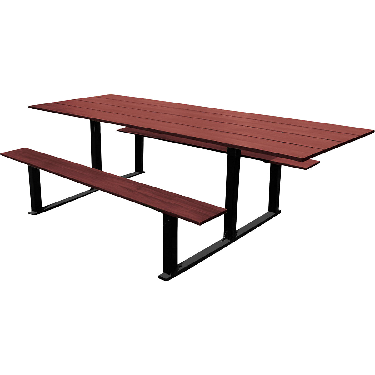 Ensemble bancs et table RIGA – PROCITY, longueur 2000 mm, gris / acajou-3