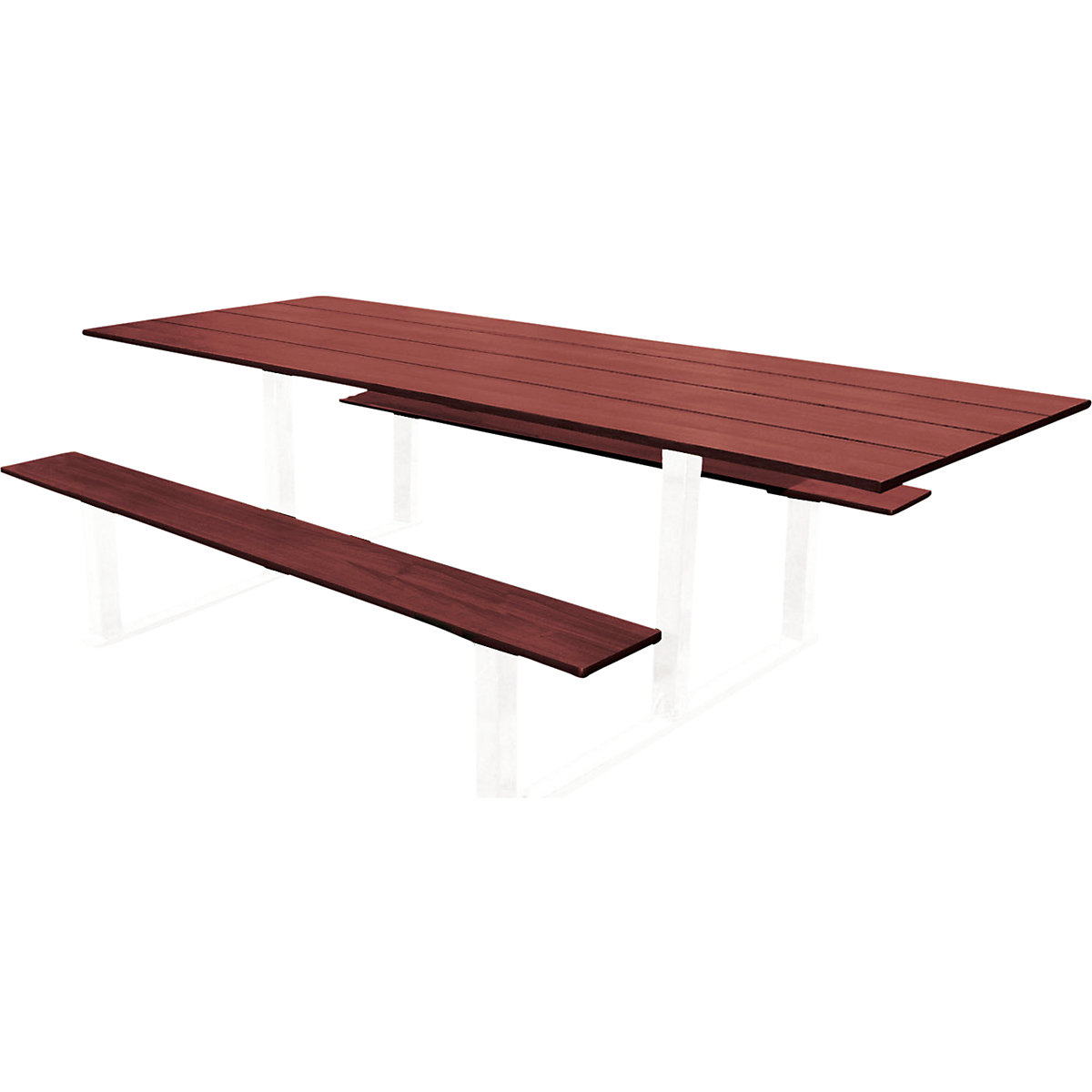 Ensemble bancs et table RIGA – PROCITY, longueur 2000 mm, blanc / acajou-4