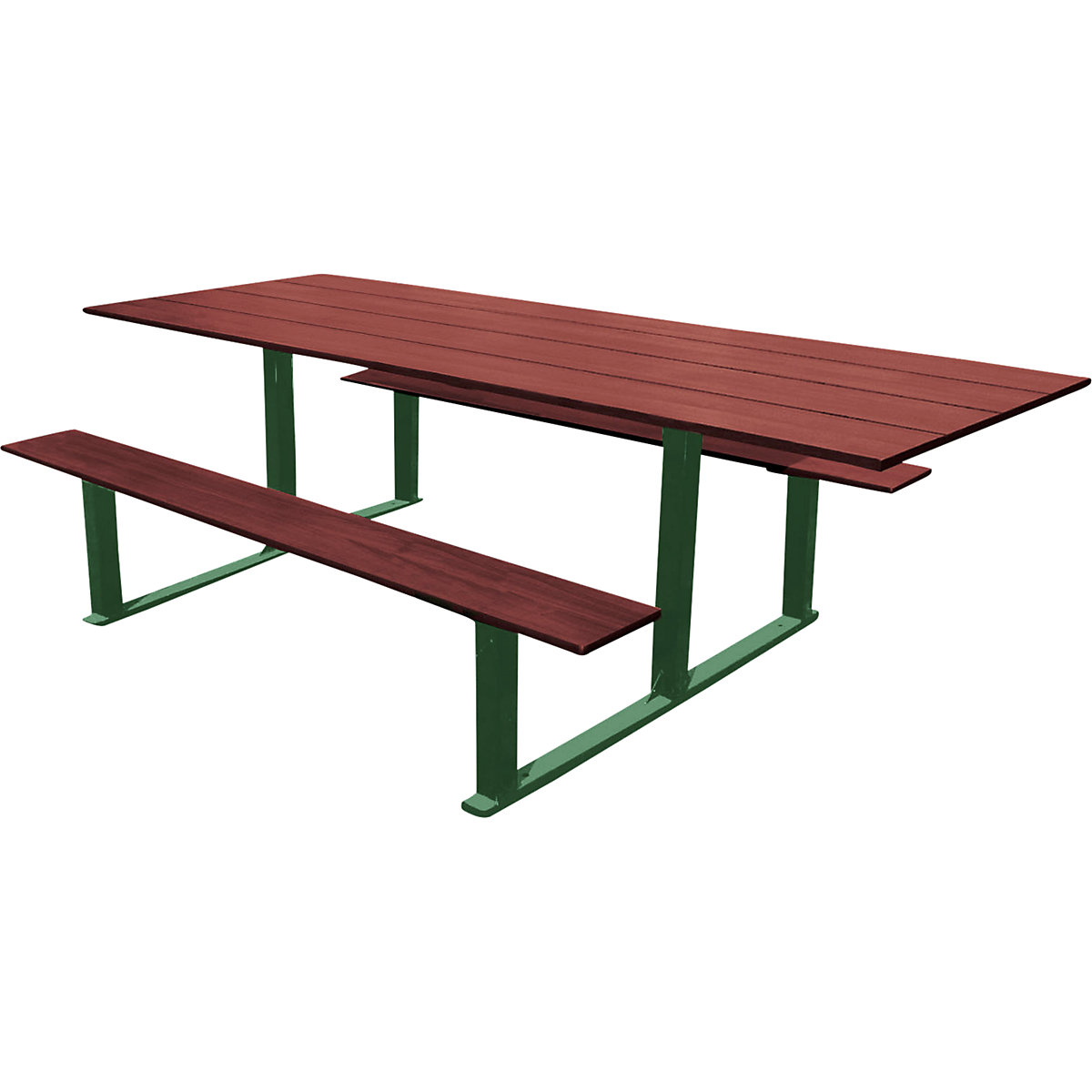 Ensemble bancs et table RIGA – PROCITY, longueur 2000 mm, vert / acajou-2