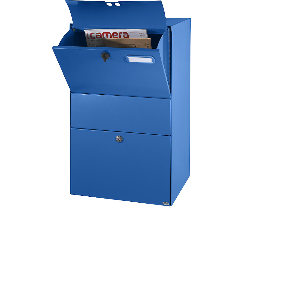 Boîte aux lettres XXL, l x h x p 390 x 650 x 315 mm, bleu sécurité RAL 5005-6
