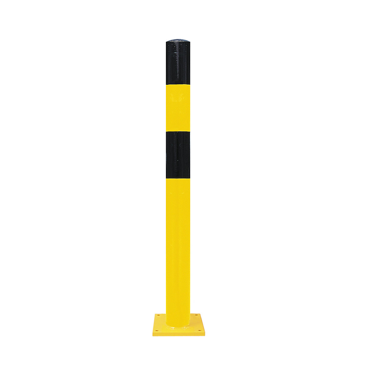 Potelet de délimitation, à cheviller au sol, Ø 90 mm, peint noir-jaune, 1 œillet-11
