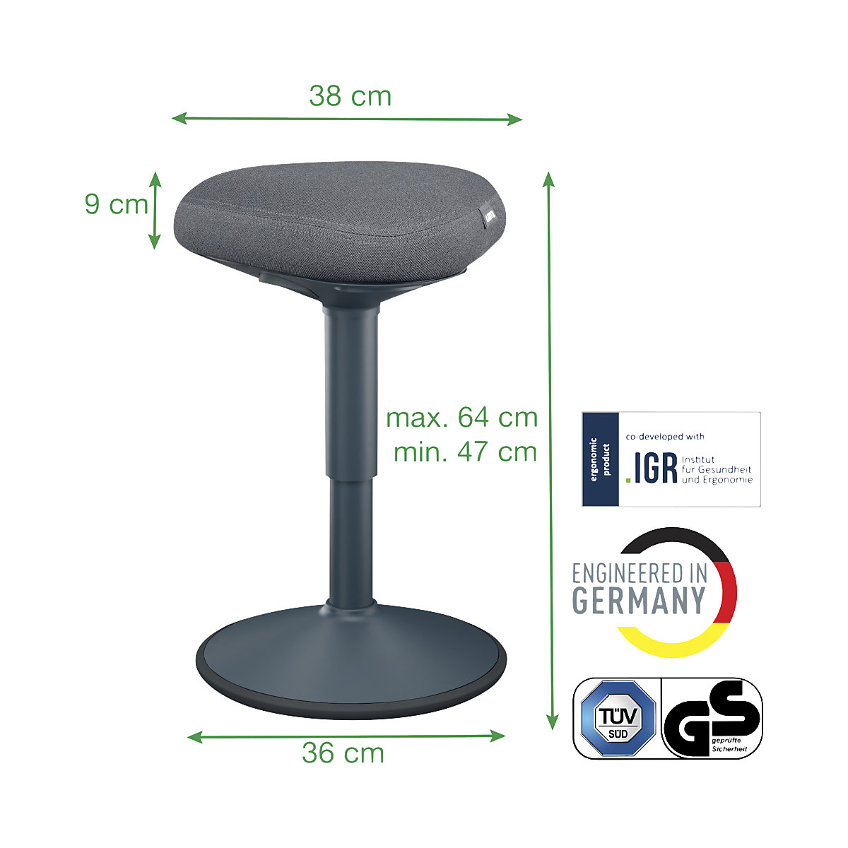 Ergo Active ülőzsámoly komfortos üléssel – Leitz (Termék képe 4)-3