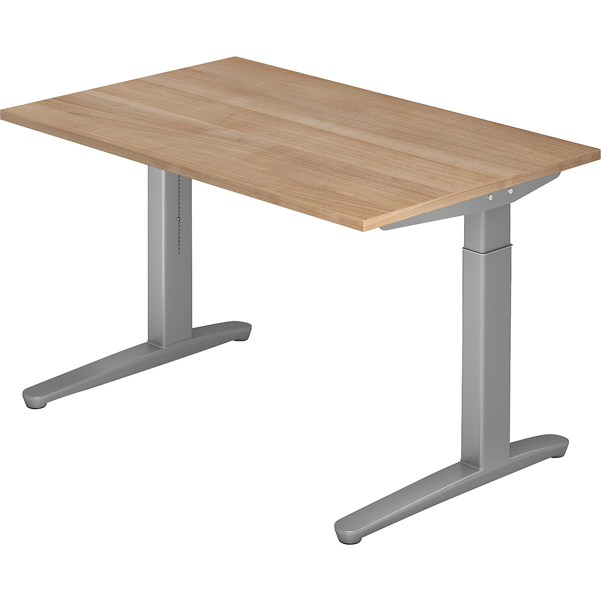 Íróasztal C-lábú vázzal ANNY – eurokraft pro, állítható magasság 650 – 850 mm között, szélesség 1200 mm, mogyoró-dekor