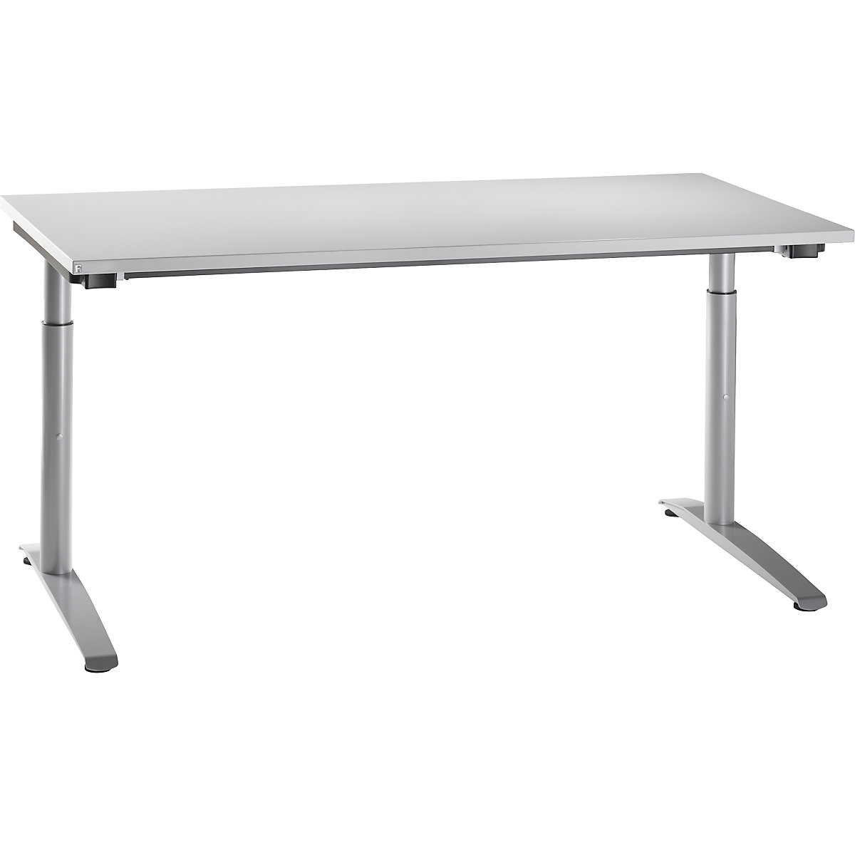 Íróasztal C-lábú vázzal HANNA, állítható magasság 650 – 850 mm, szélesség 1600 mm, világosszürke-6