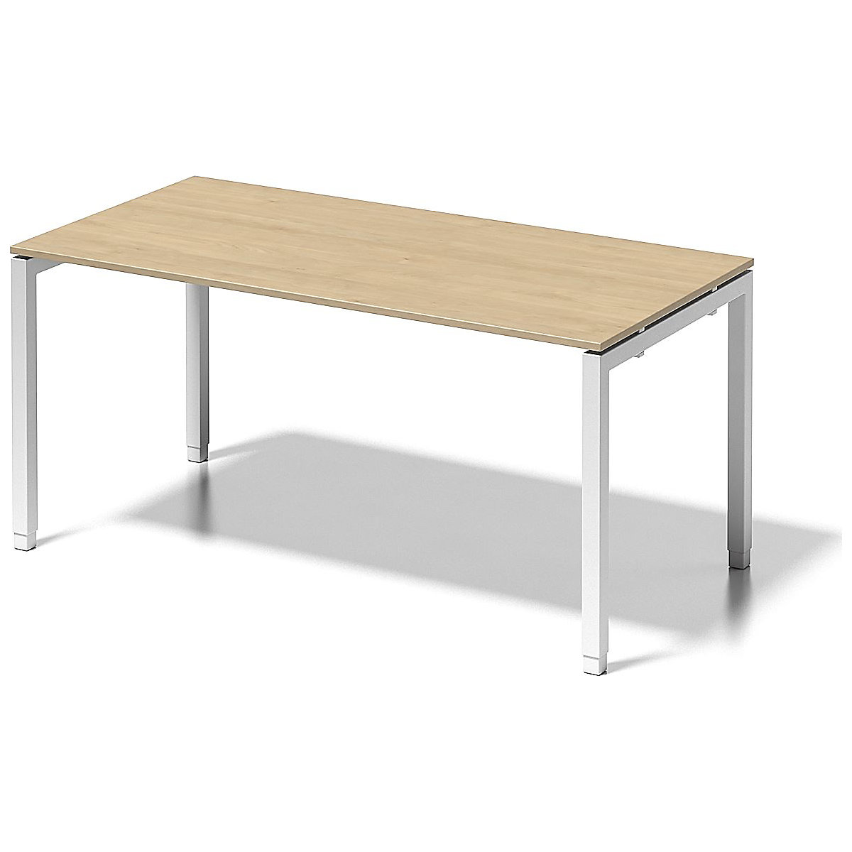 CITO íróasztal, U-váz – BISLEY, ma x szé x mé 650 – 850 x 1600 x 800 mm, fehér váz, juhar lap-6