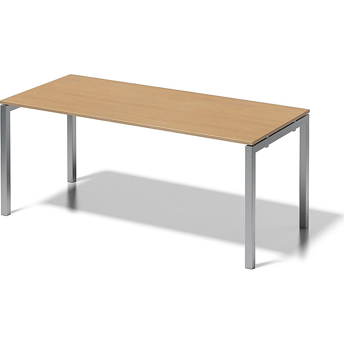 CITO íróasztal, U-váz – BISLEY, ma x szé x mé 740 x 1800 x 800 mm, ezüst váz, bükk lap-8