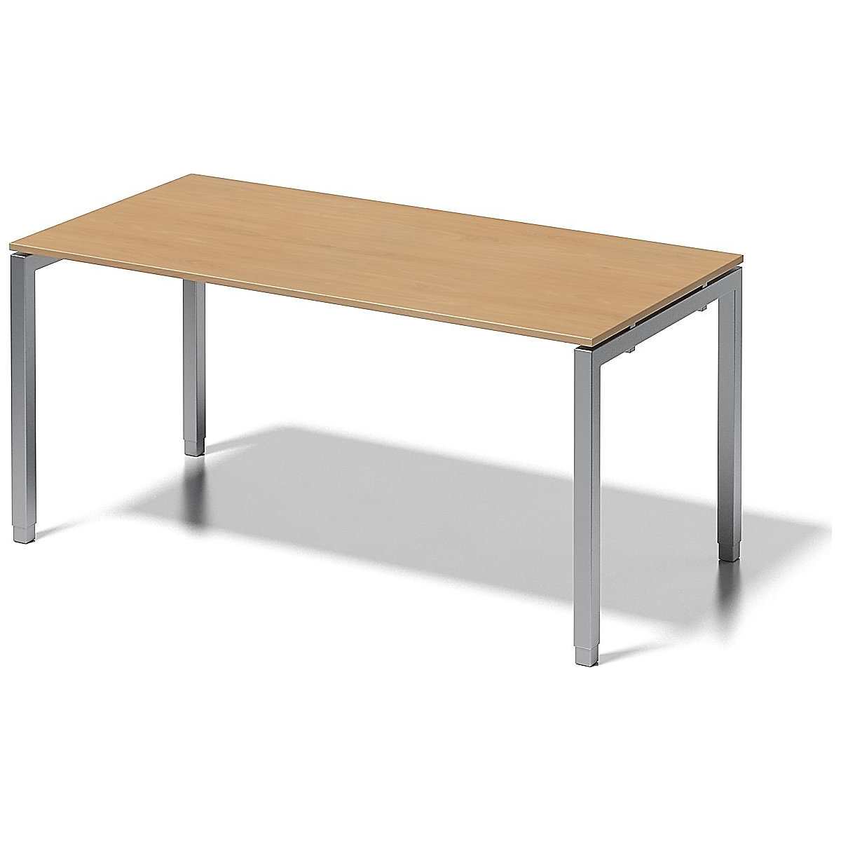 CITO íróasztal, U-váz – BISLEY, ma x szé x mé 650 – 850 x 1600 x 800 mm, ezüst váz, bükk lap-5