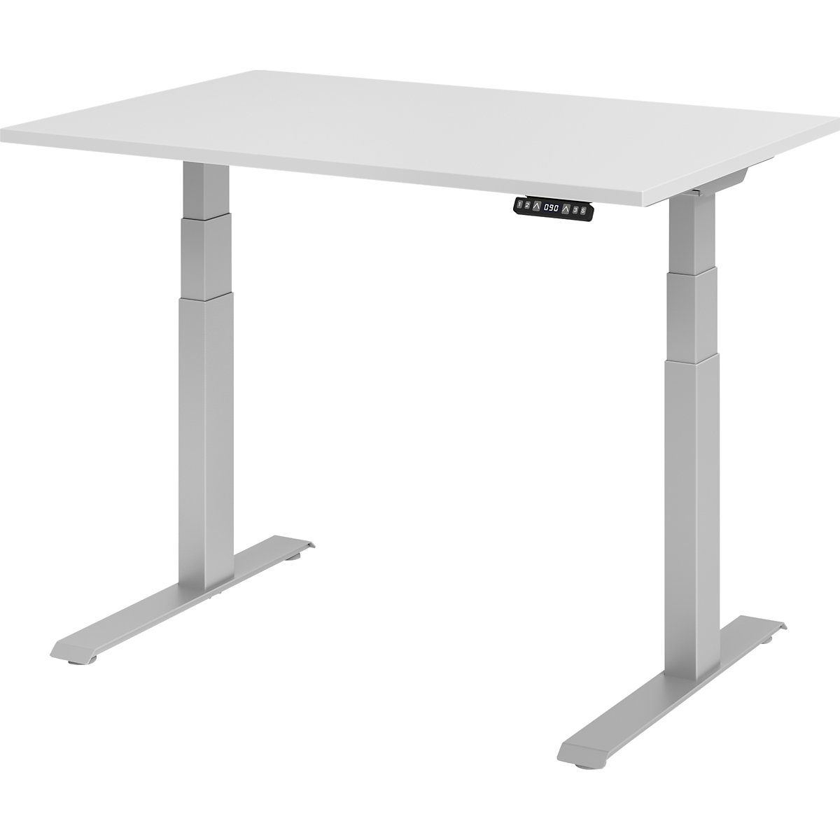 UPLINER-K Íróasztal, elektromosan állítható magasság, 640 – 1290 mm, szé x mé 1200 x 800 mm, világosszürke asztallap