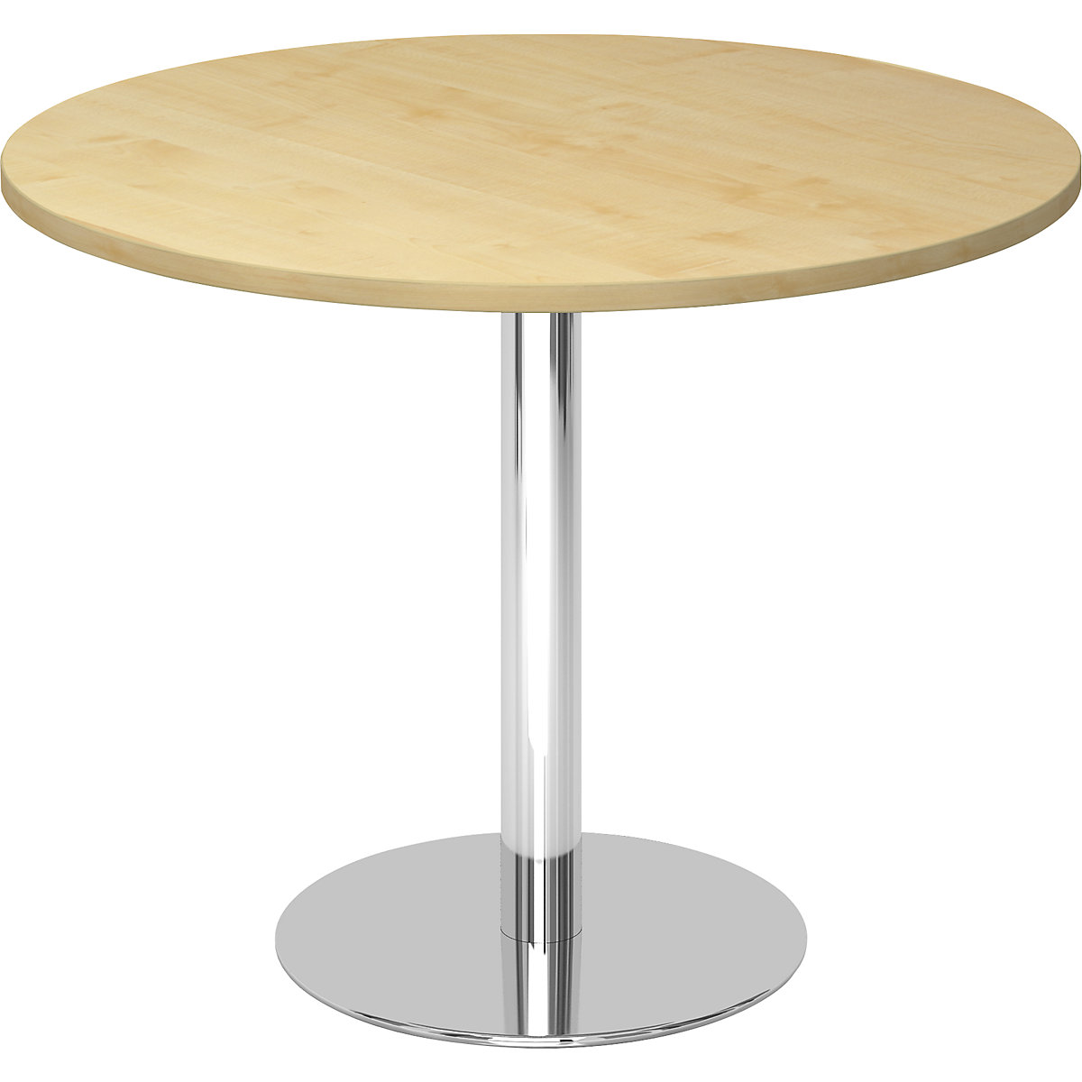 Tárgyalóasztal, Ø 1000 mm, 755 mm magas, krómozott váz, juhar-dekor asztallap-4