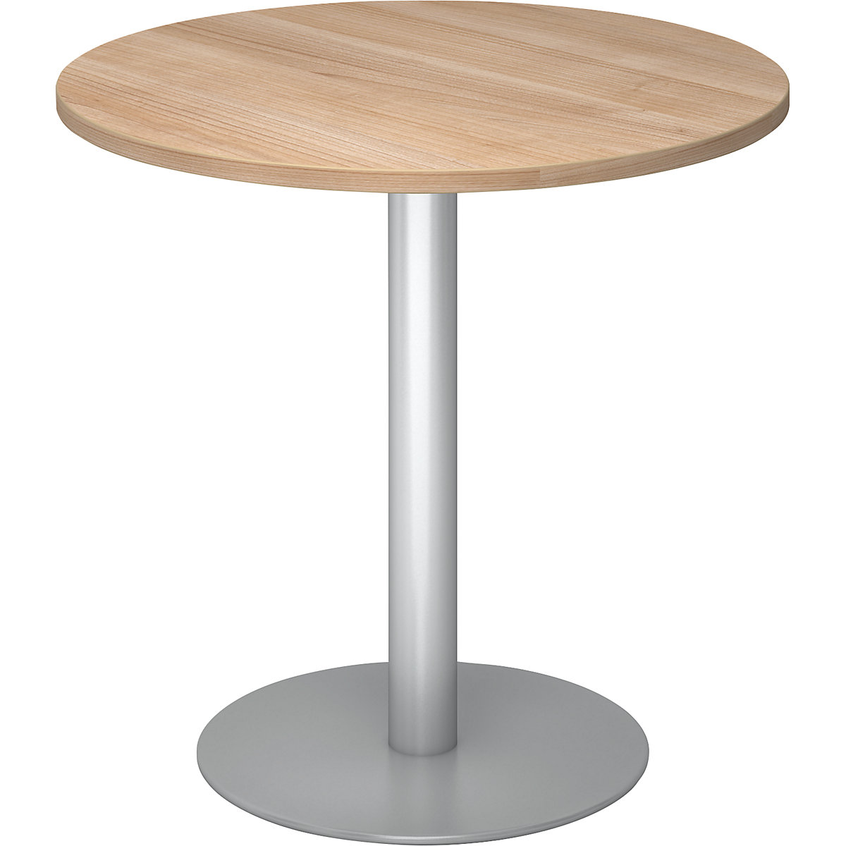 Tárgyalóasztal, Ø 800 mm, 755 mm magas, ezüst váz, mogyoró-dekor asztallap