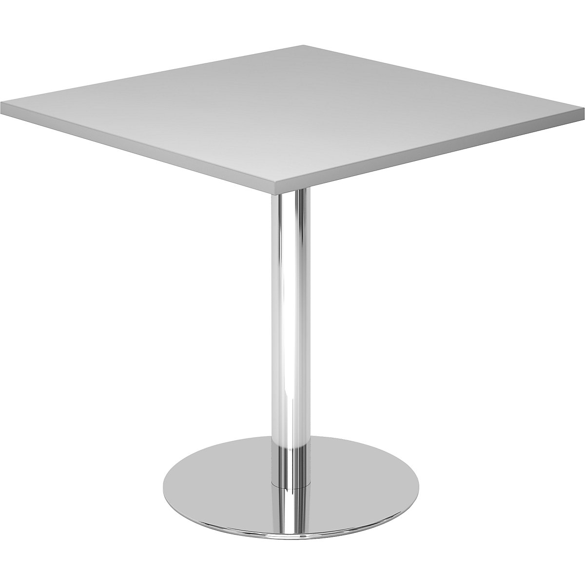 Tárgyalóasztal, h x szé 800 x 800 mm, 755 mm magas, krómozott váz, világosszürke asztallap