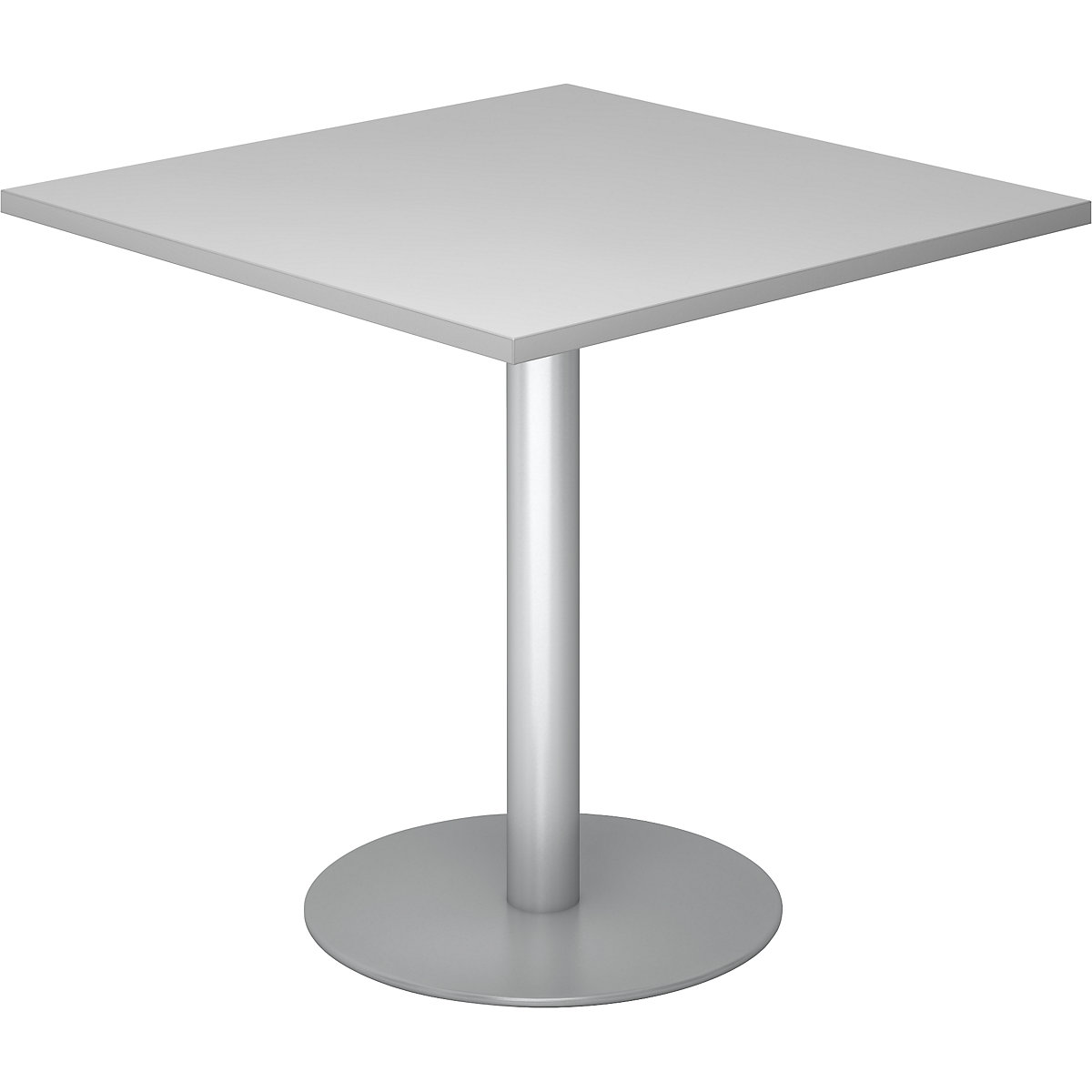 Tárgyalóasztal, h x szé 800 x 800 mm, 755 mm magas, ezüst váz, világosszürke asztallap