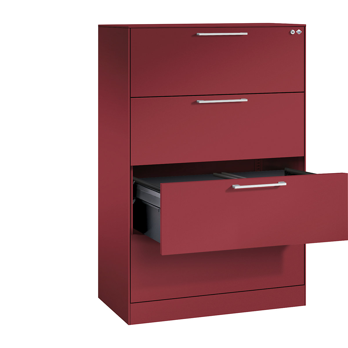 ASISTO függő irattartós szekrény – C+P, szélesség 800 mm, 4 fiókkal, rubinvörös/rubinvörös-18