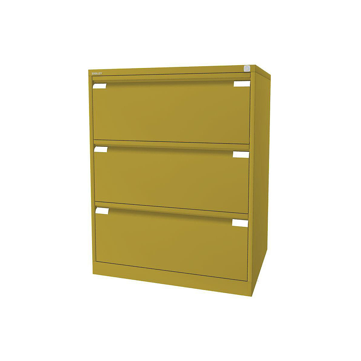 Függő irattartós szekrény, 2 pályás – BISLEY, 3 db DIN A4-es méretű fiók, sárga-11