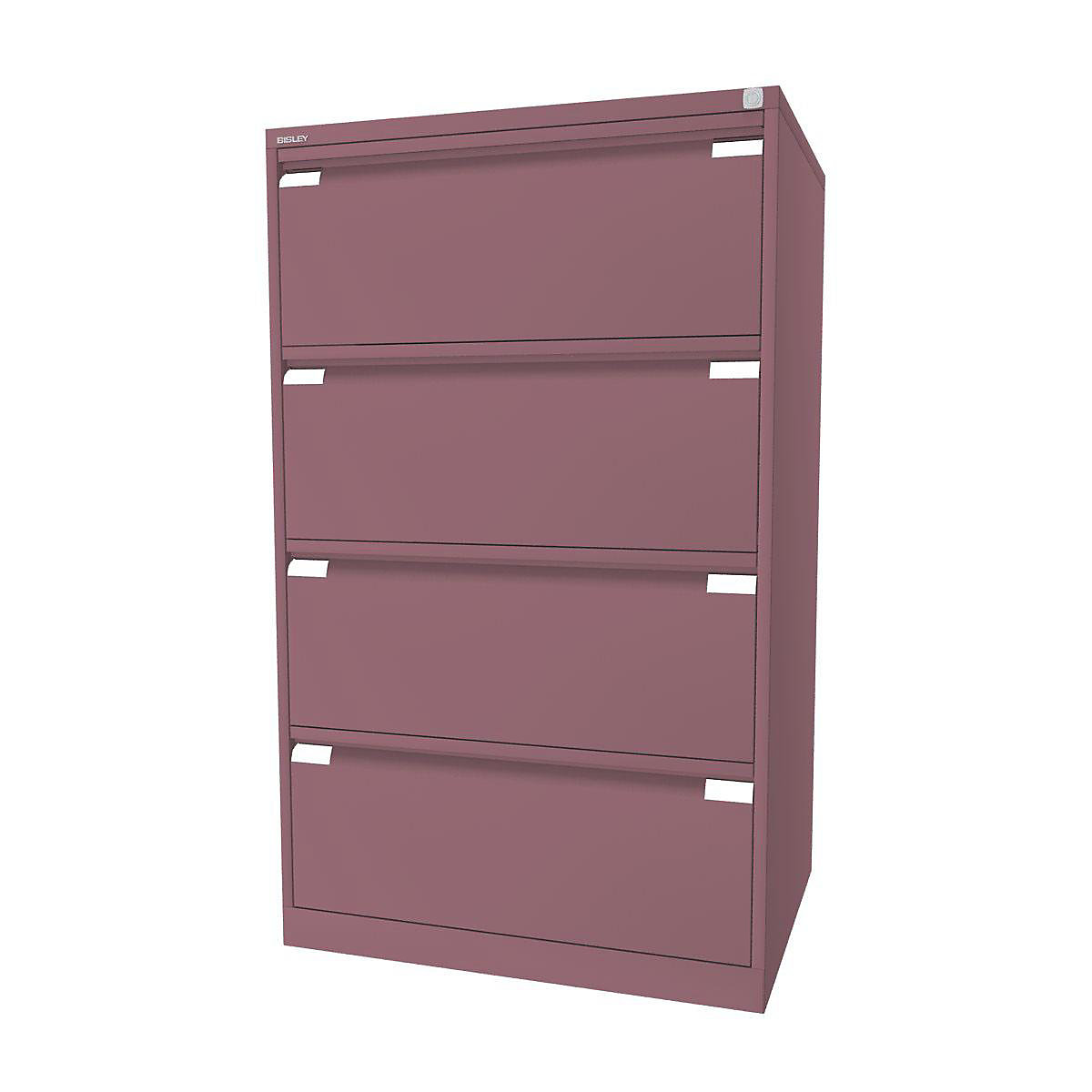 Függő irattartós szekrény, 2 pályás – BISLEY, 4 db DIN A4-es méretű fiók, rózsaszín-12