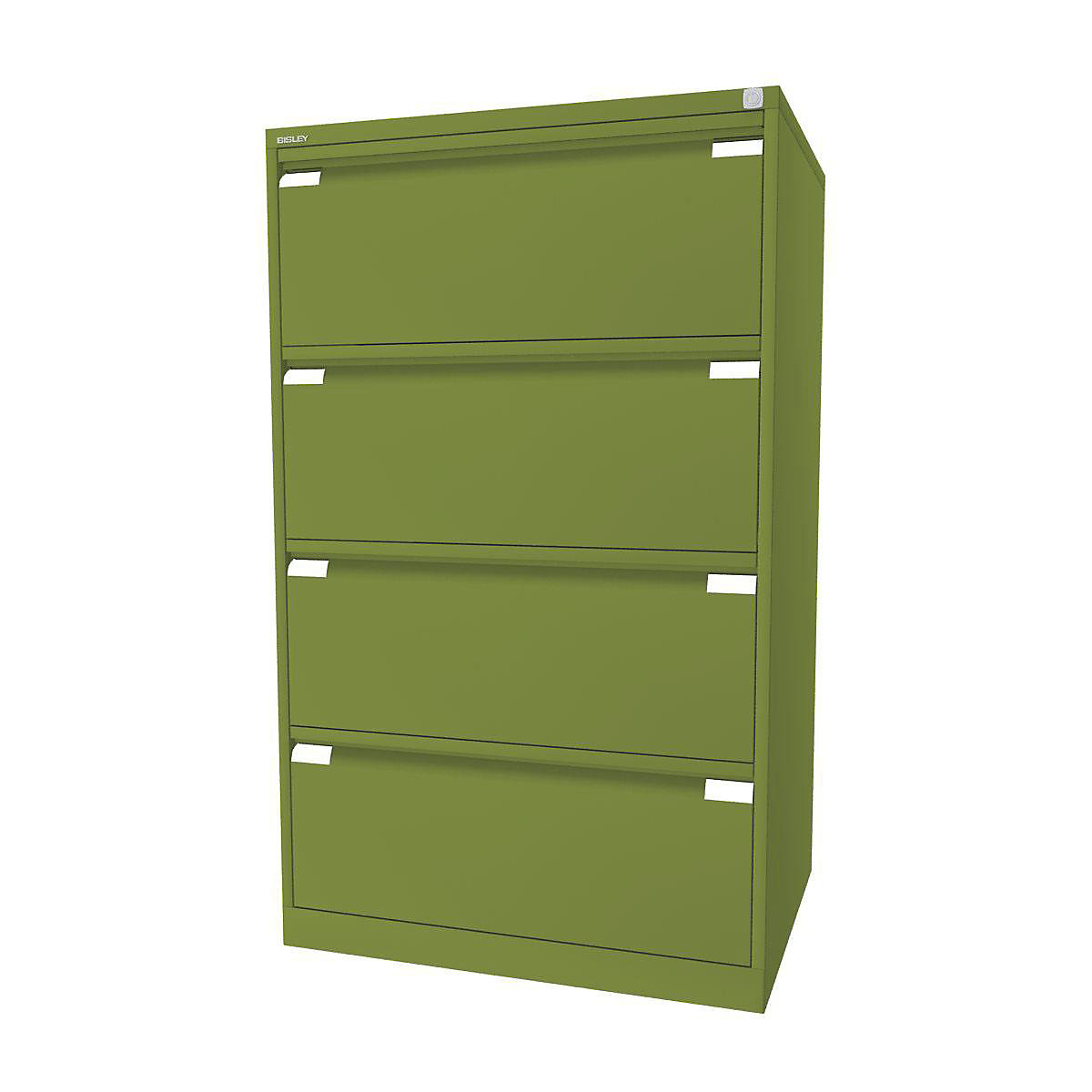 Függő irattartós szekrény, 2 pályás – BISLEY, 4 db DIN A4-es méretű fiók, zöld-4
