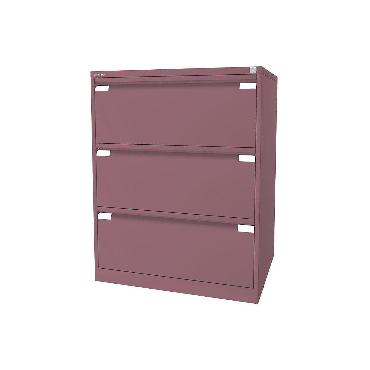 Függő irattartós szekrény, 2 pályás – BISLEY, 3 db DIN A4-es méretű fiók, rózsaszín-9