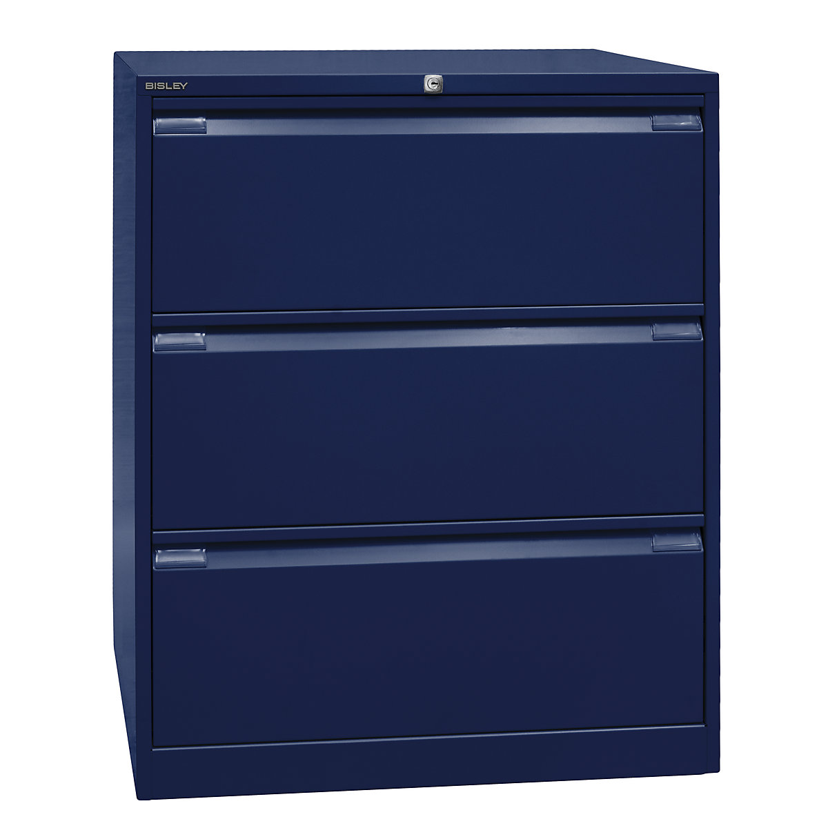 Függő irattartós szekrény, 2 pályás – BISLEY, 3 db DIN A4-es méretű fiók, oxfordi kék-12
