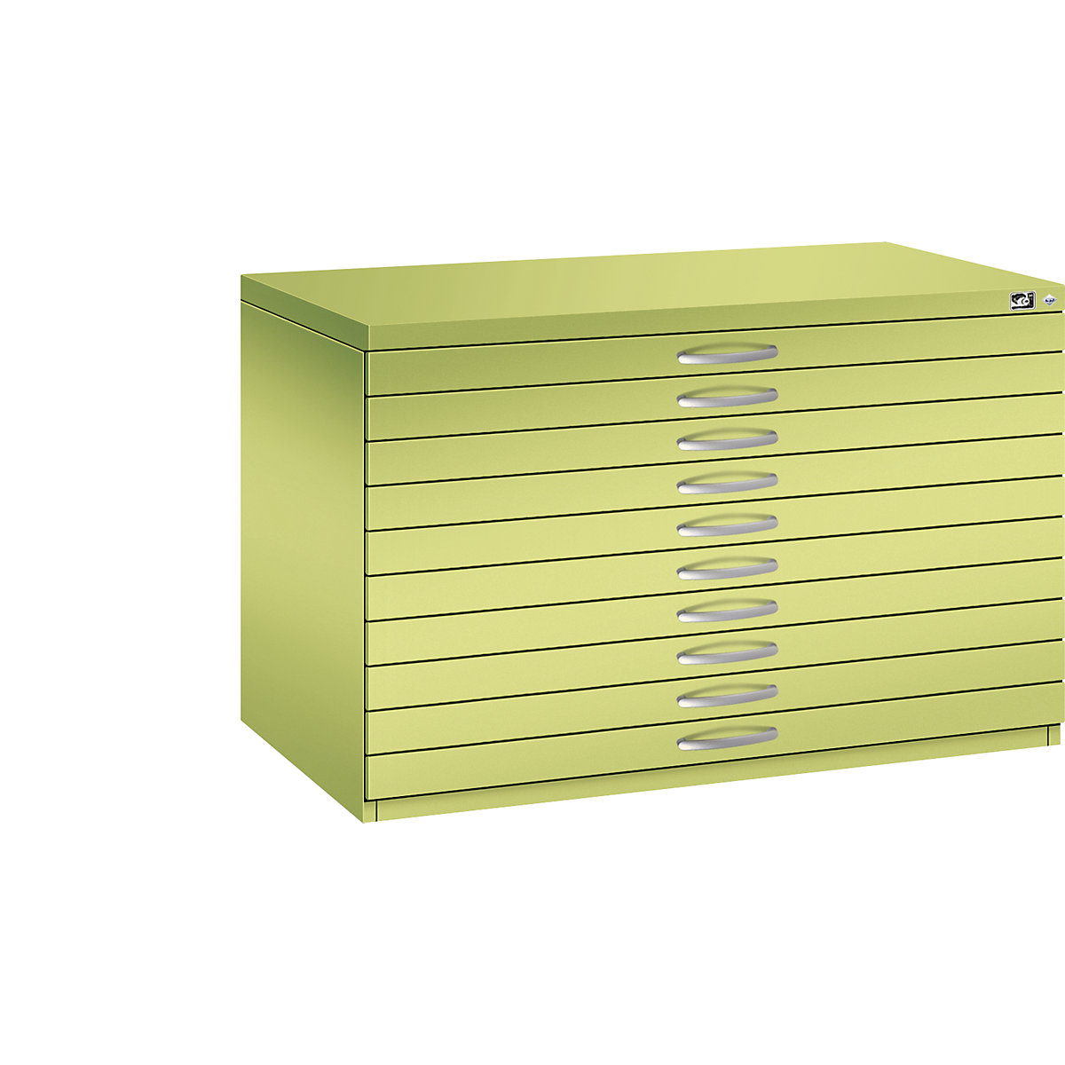 Rajztároló szekrény – C+P, DIN A1, 10 fiók, magasság 760 mm, viridinzöld-13