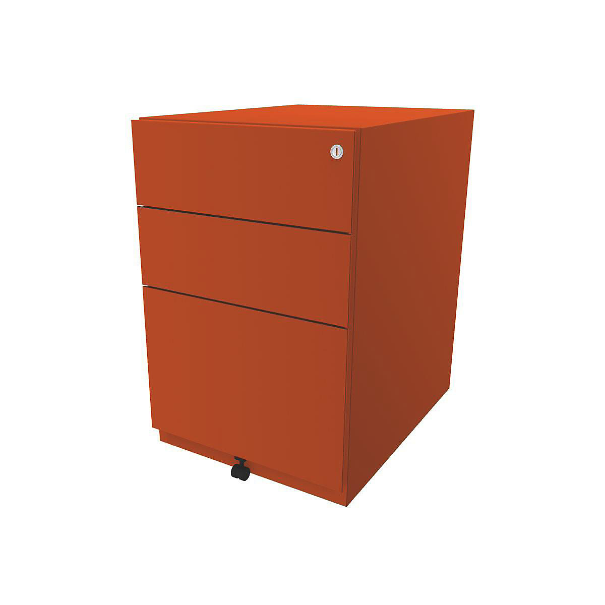 Note™ görgős konténer, 2 univerzális fiókkal, 1 függő irattartóval – BISLEY, ma x szé x mé 645 x 420 x 565 mm, narancssárga-1