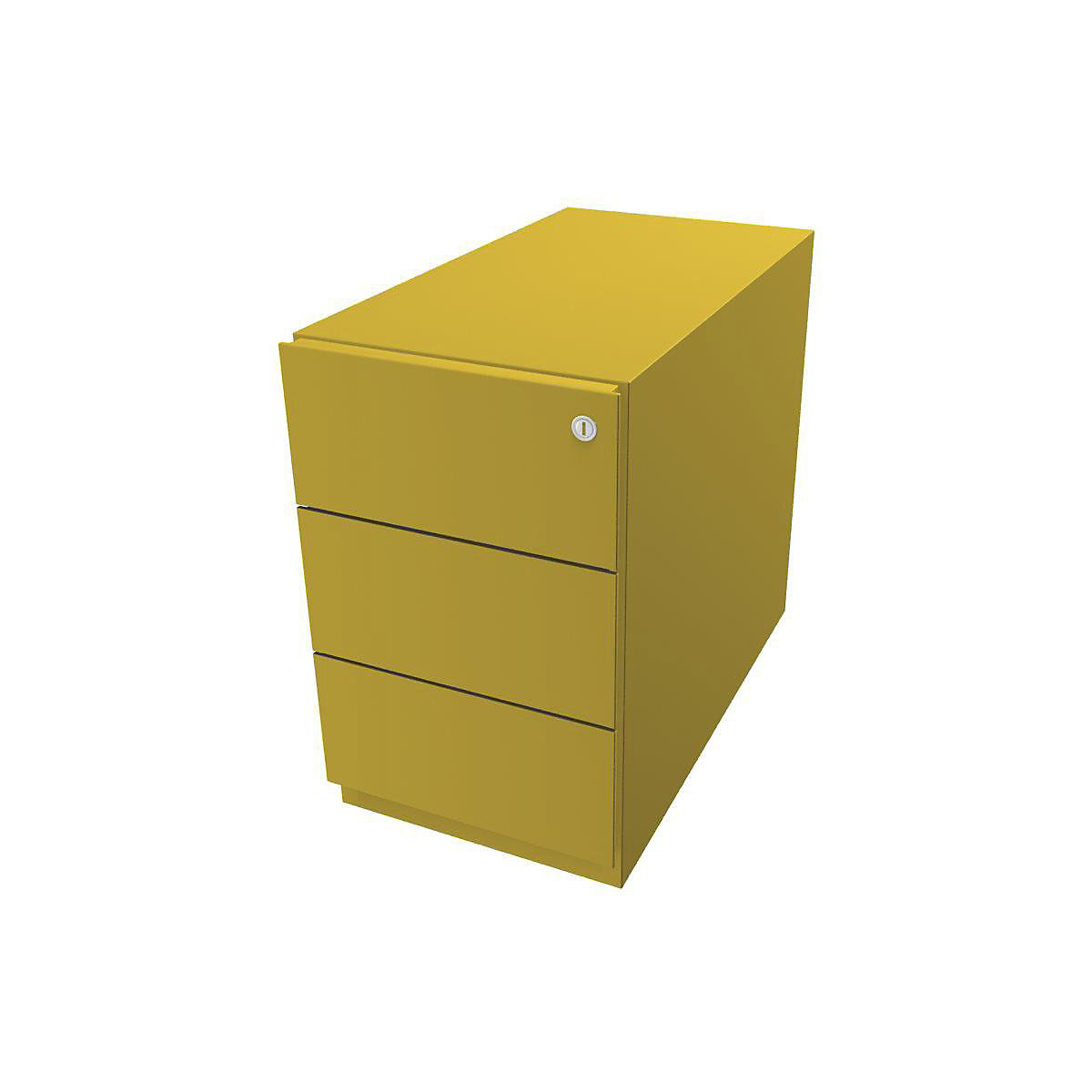 Note™ görgős konténer, 3 univerzális fiókkal – BISLEY, ma x szé x mé 495 x 300 x 565 mm, fogóléccel, sárga-1