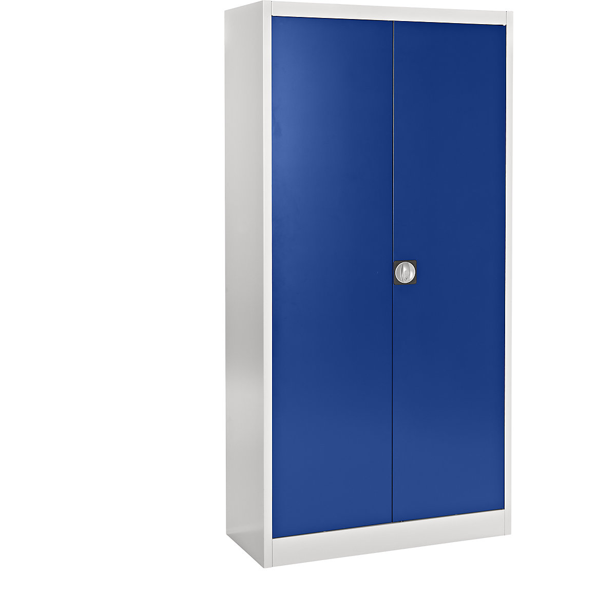 Beforduló ajtós acélszekrény – mauser, 4 polc, mélység 420 mm, világosszürke / ultramarin kék-9