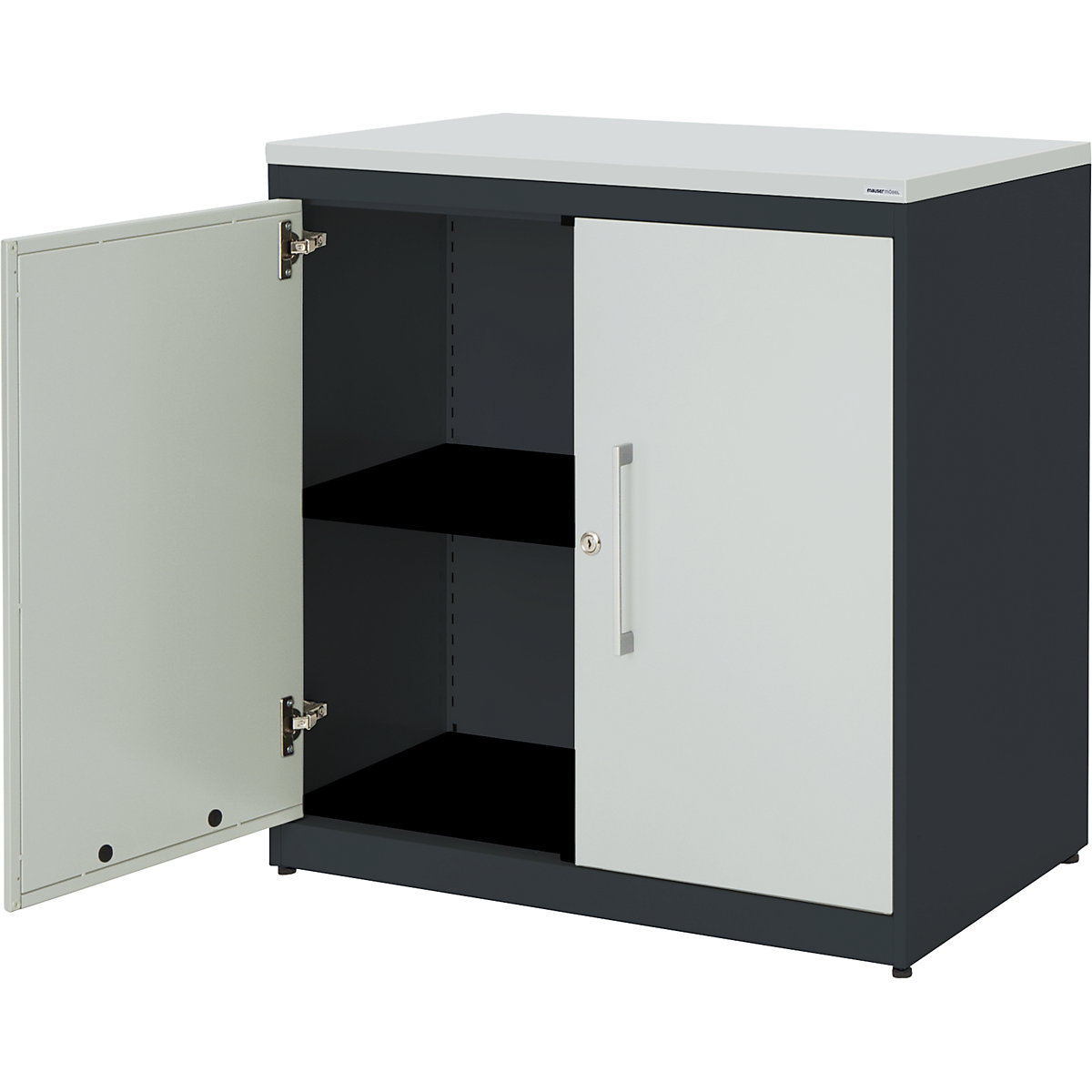 Szárnyasajtós szekrény – mauser, ma x szé 830 x 800 mm, műanyag lap, 1 polc, antracitszürke / világosszürke / világosszürke-4
