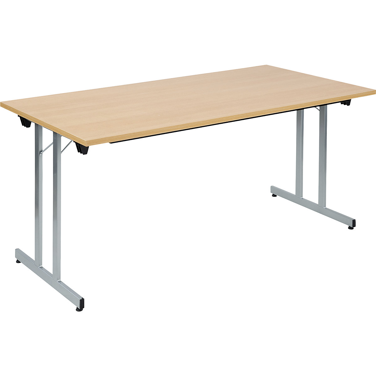 F25 összecsukható asztal, szé x mé 1600 x 800 mm, bükk-dekor lap, alumíniumezüst váz-4