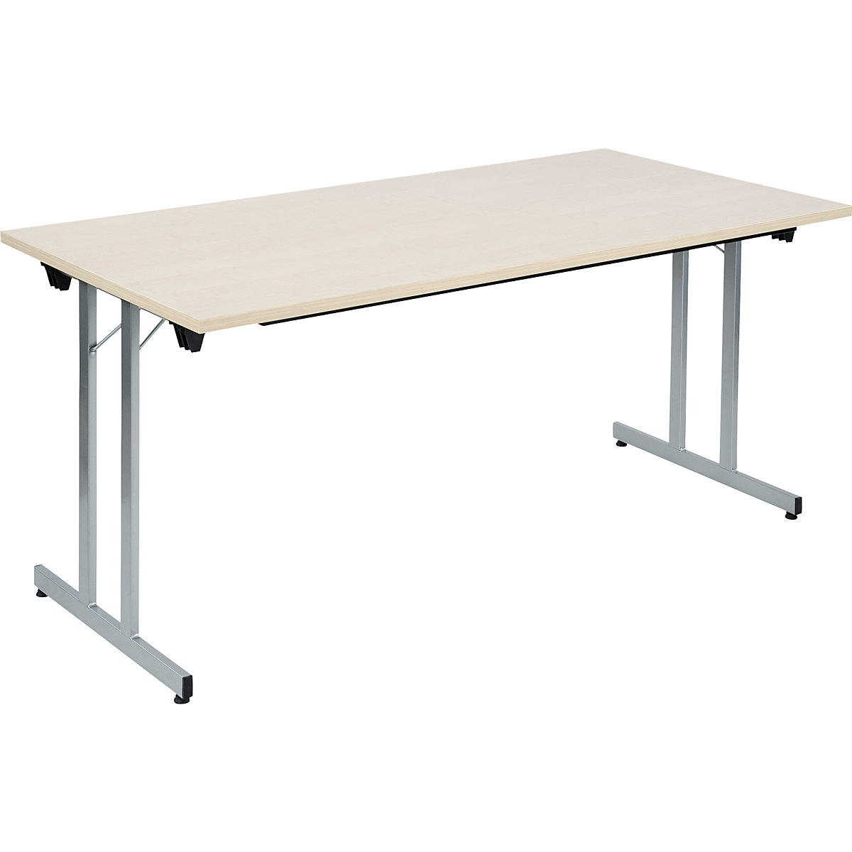 F25 összecsukható asztal, szé x mé 1600 x 800 mm, juhar-dekor lap, alumíniumezüst váz-5