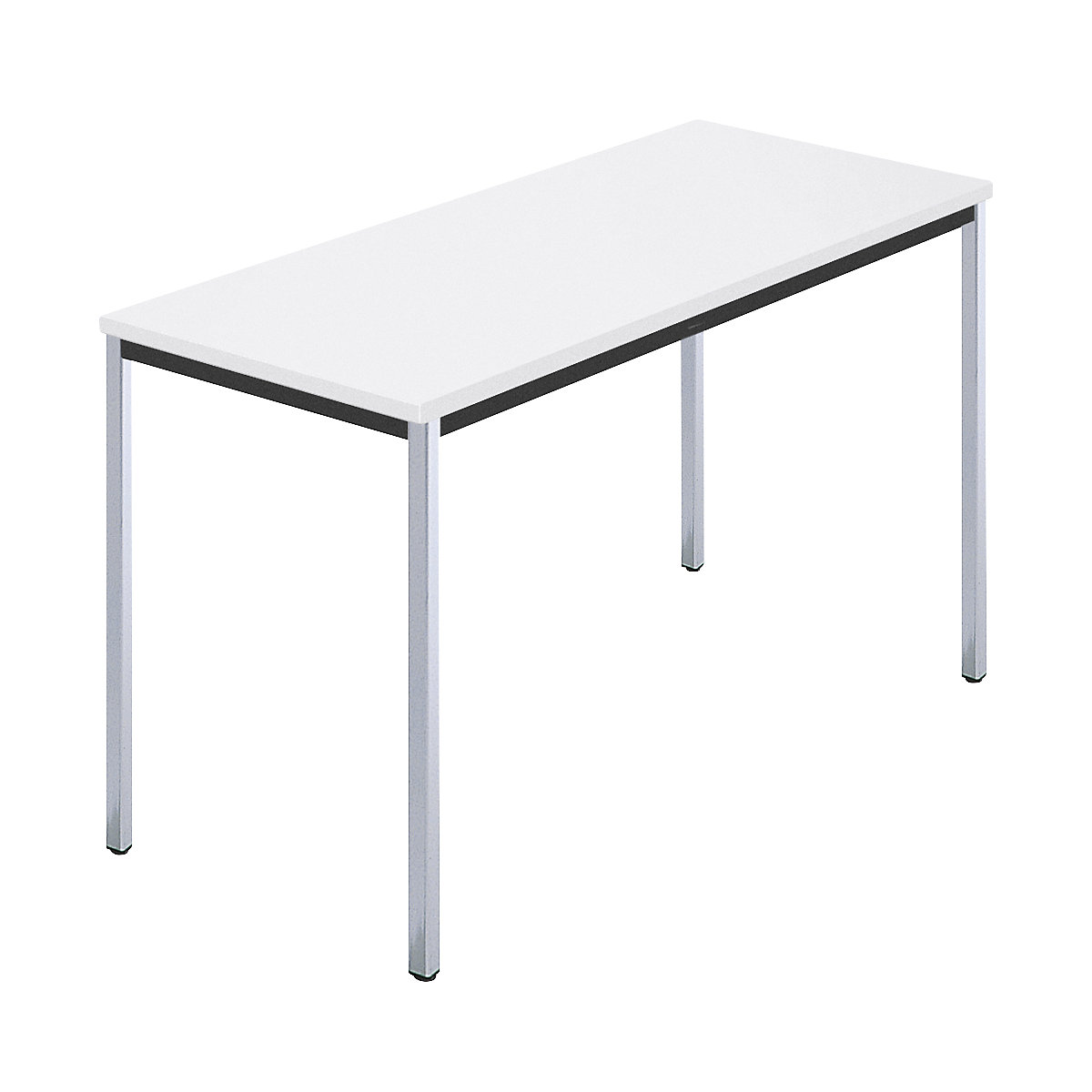 Négyszögletes asztal krómozott zártszelvényből, szé x mé 1200 x 600 mm, fehér-5