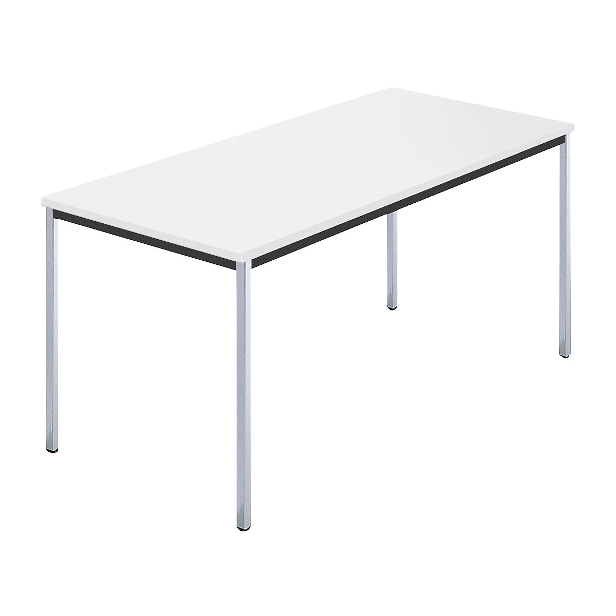 Négyszögletes asztal krómozott zártszelvényből, szé x mé 1500 x 800 mm, fehér-5