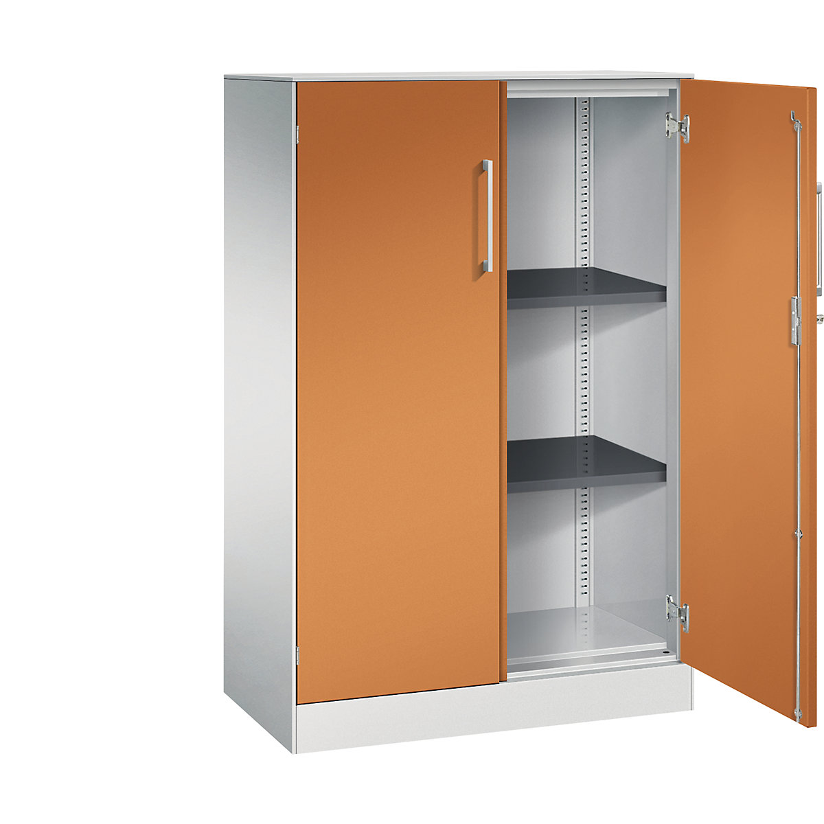 ASISTO szárnyasajtós szekrény, magasság 1292 mm – C+P, szélesség 800 mm, 2 polc, világosszürke/sárgásnarancs-14