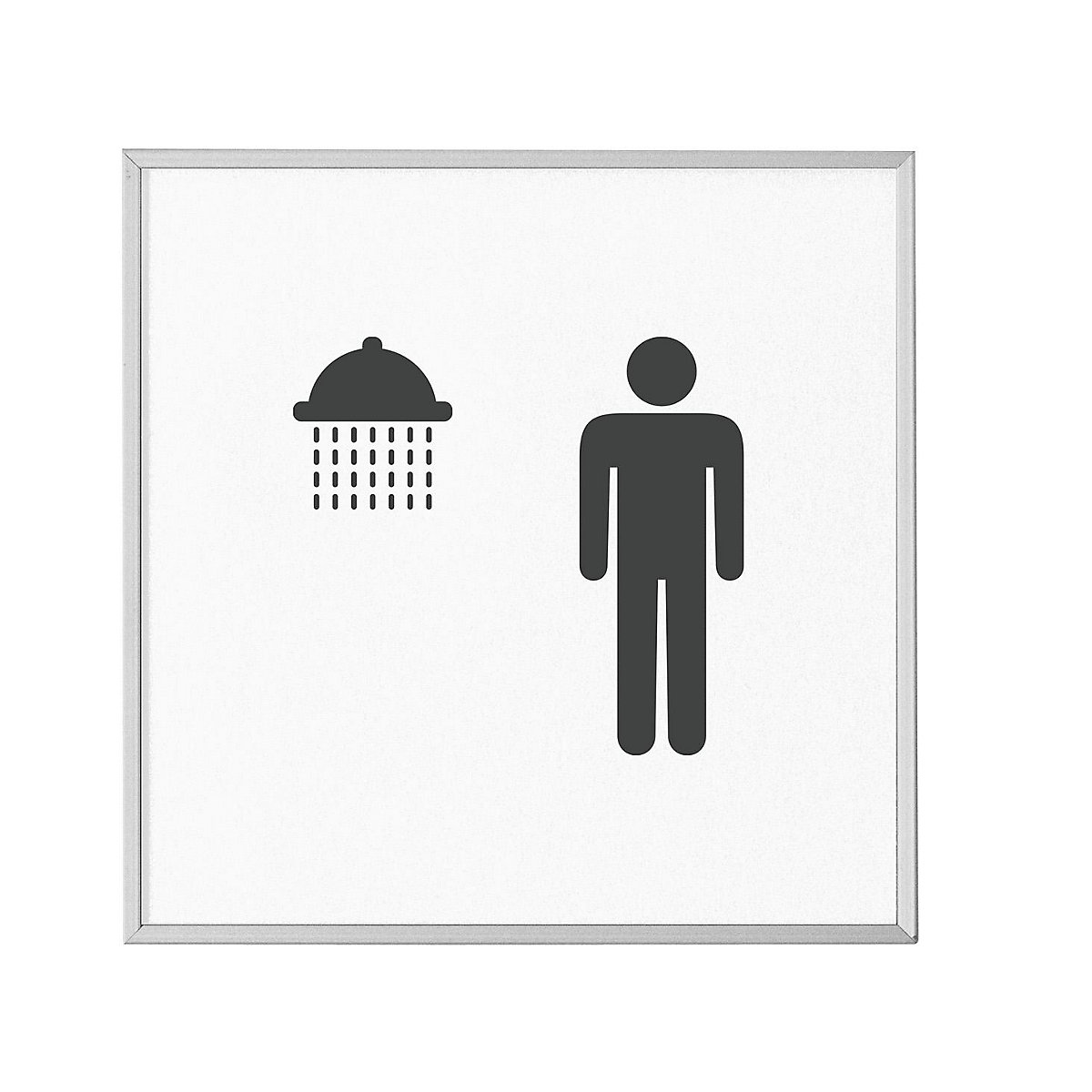MADRID Silver Line™ ajtótábla, piktogram, ma x szé 120 x 120 mm, férfi zuhanyzó