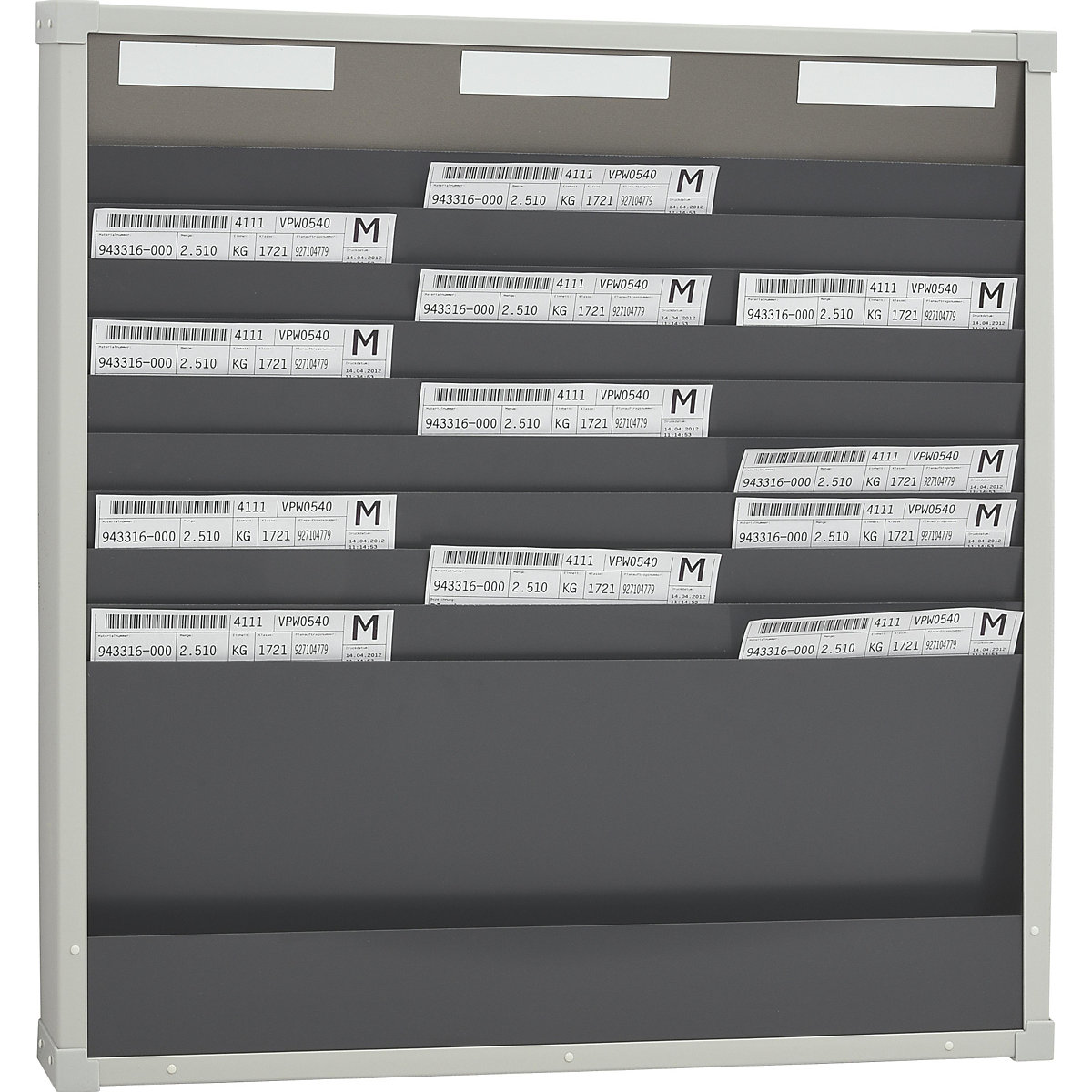 Kártyaosztályozó táblarendszer – EICHNER, 10 zseb, magasság 750 mm, 3 sorral