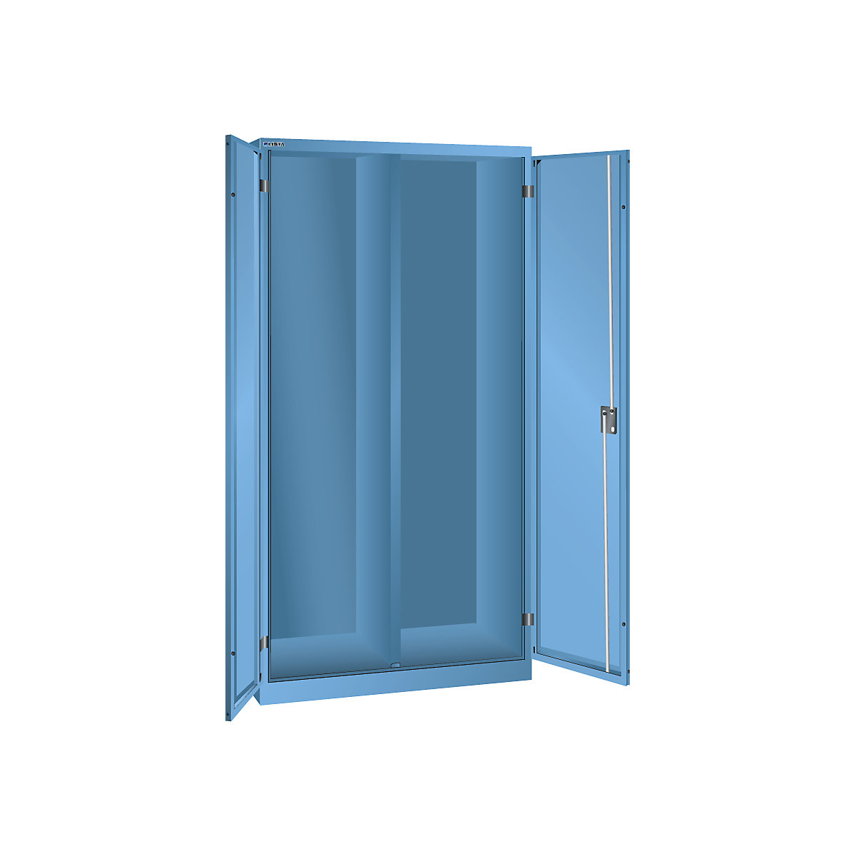 Omara s krilnimi vrati, VxŠxG 1950 x 1000 x 580 mm – LISTA, s predelno steno, svetlo modra-9