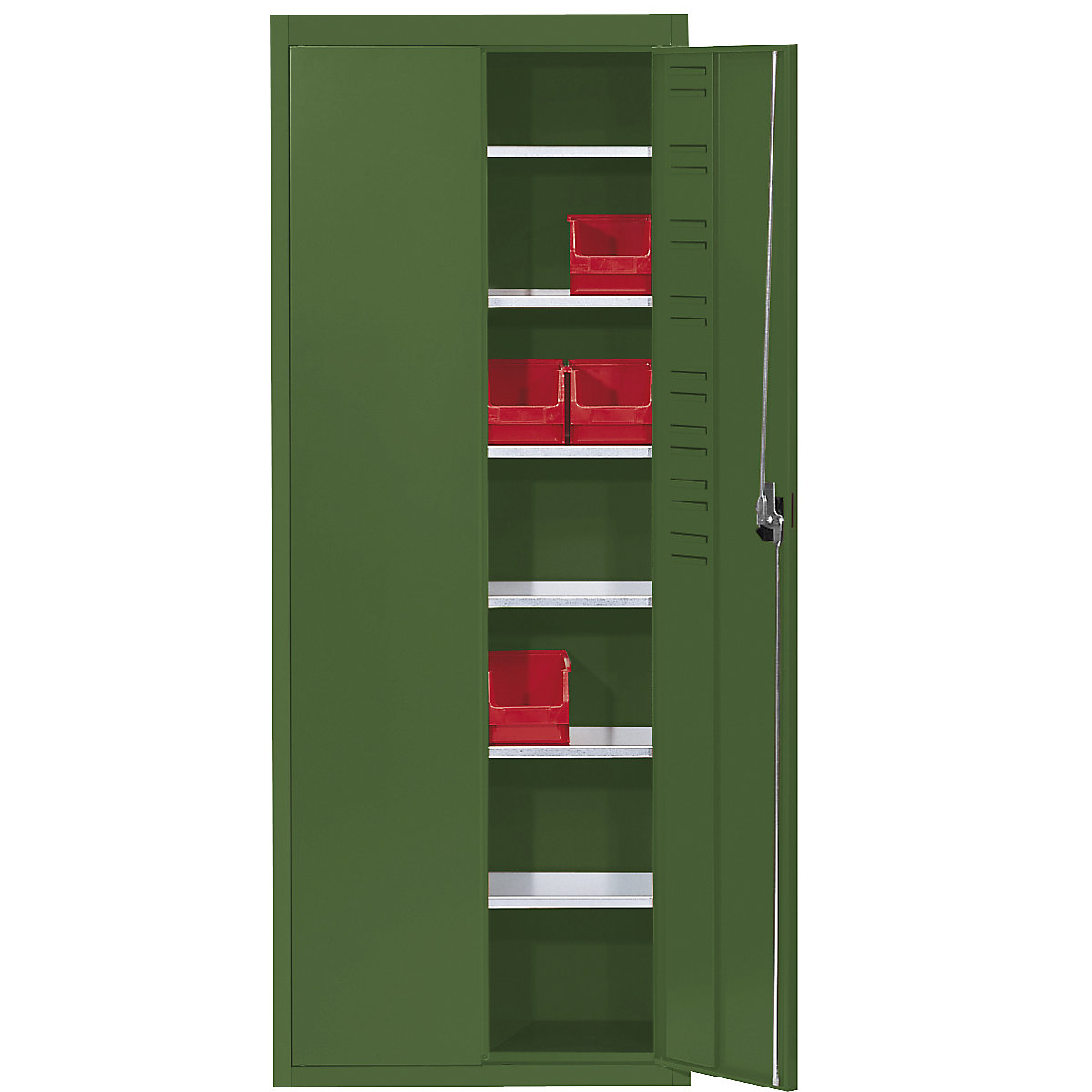 Skladiščna omara, brez odprtih skladiščnih posod – mauser, VxŠxG 1740 x 680 x 280 mm, ena barva, reseda zelene barve-8