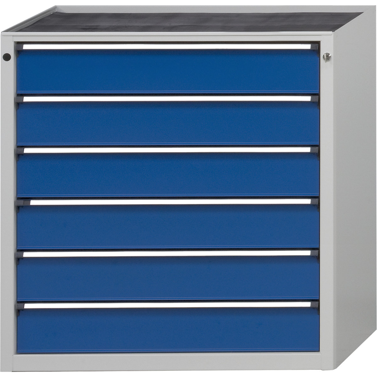 ANKE – Predalnik, ŠxG 910 x 675 mm, nosilnost predalov 200 kg, 6 predalov, višina 980 mm, sprednji del encijan modra